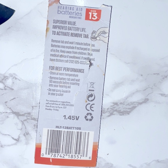 Hearing aid batteries 1.45 volt; mercury free; size 13 - Picture 2 of 2